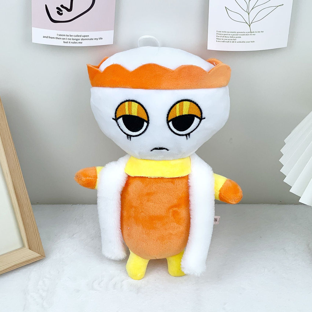 Dandy’s World Plush - Orange & White Petal Head Character Soft Stuffed Toy, 26cm Weirdcore Style with Hanging Loop
