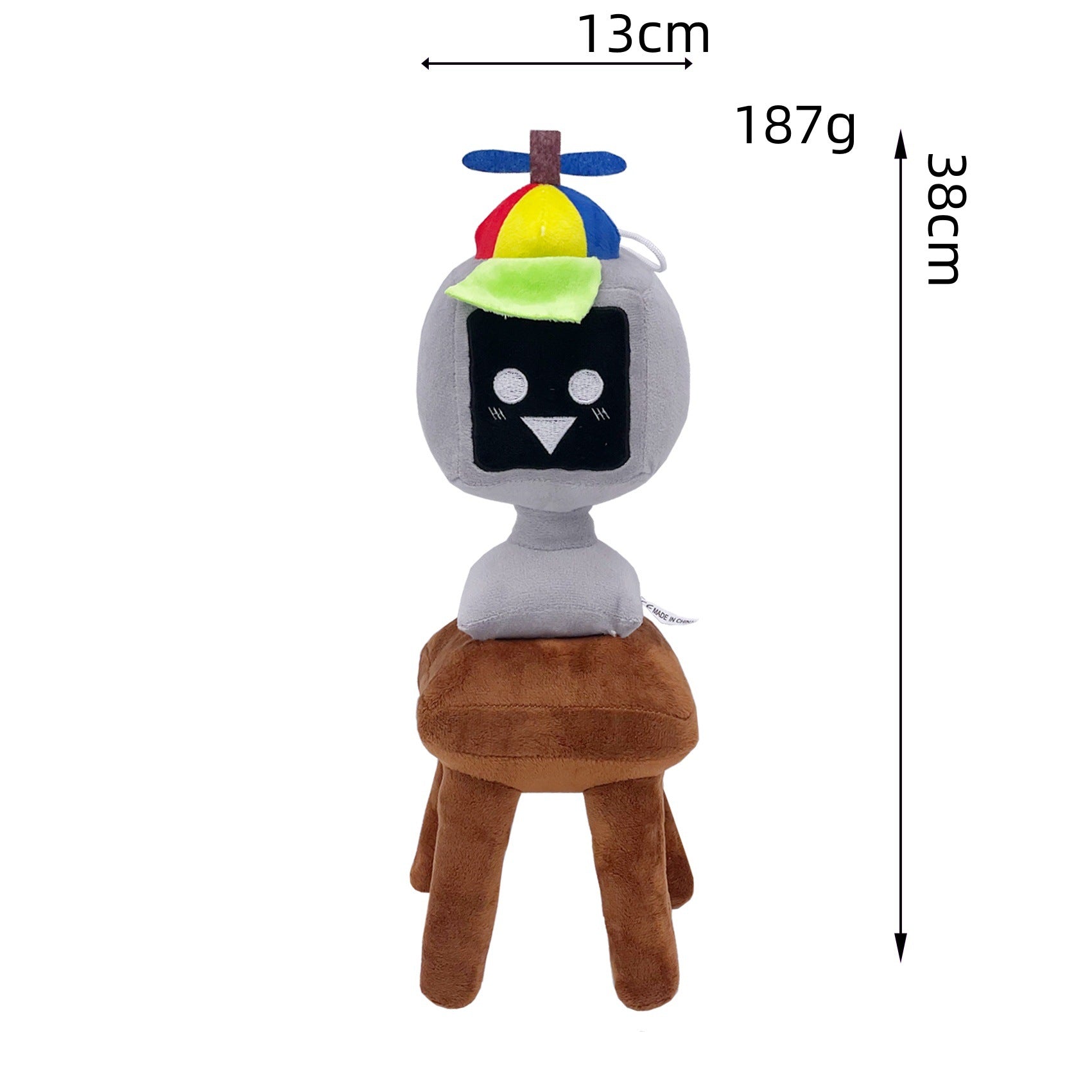 Sprunki Plush - New Incredibox (Rhythm Box) Game Peripheral Gray TV Monster with Propeller Hat Soft Stuffed Toy